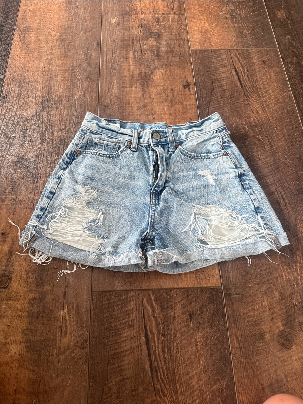 American Eagle Outfitters Light Blue Distressed Denim Cutoff Shorts